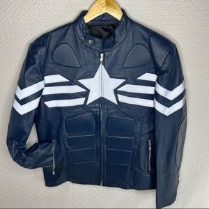 Captain America Winter Soldier Motorcycle leather jacket size M Men Large Boys